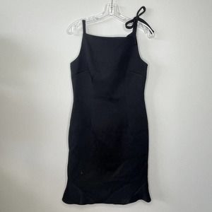 David Meister Dress Women's size 8 Strappy Black Sheath Cocktail Textured VTG